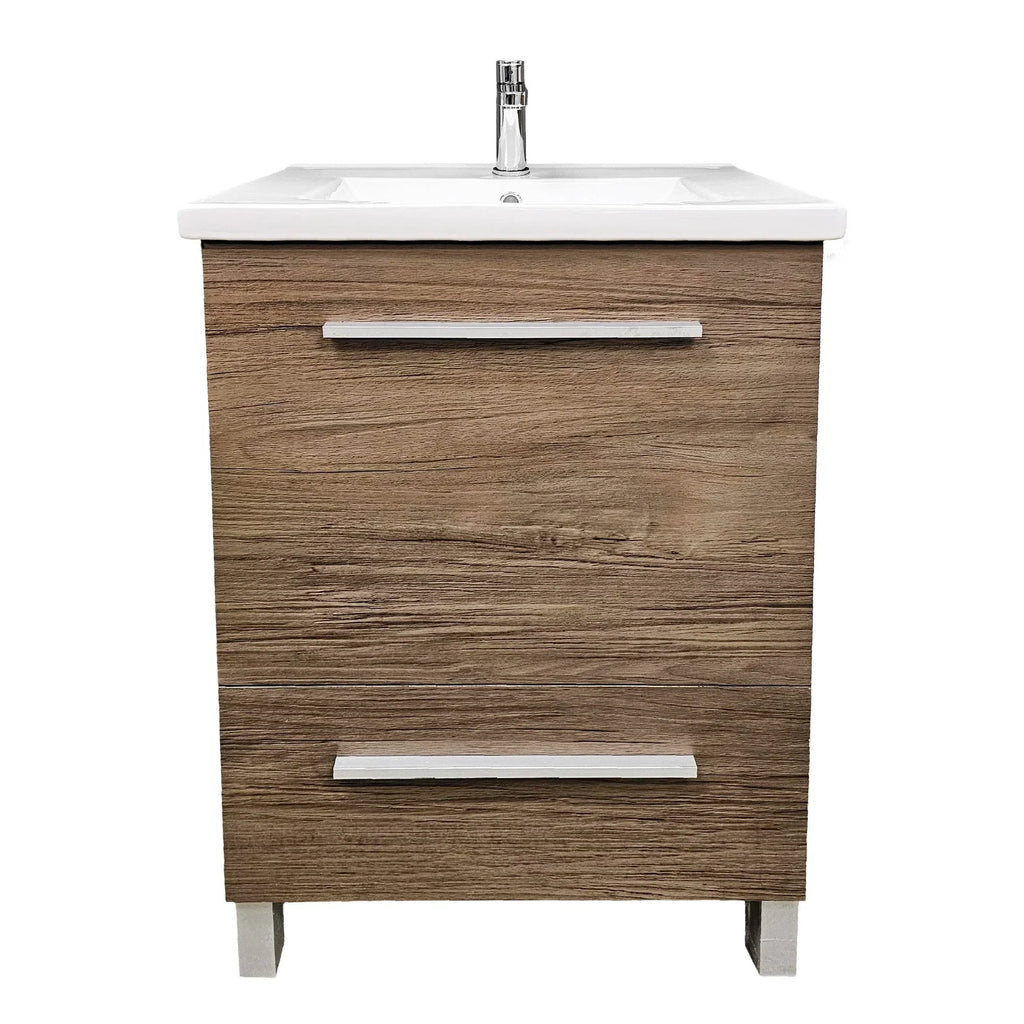 Vanity in Natural Woodgrain Finish with Ceramic Vanity Top