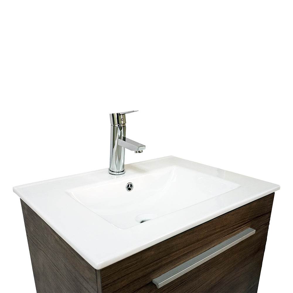 Vanity in Natural Woodgrain Finish with Ceramic Vanity Top