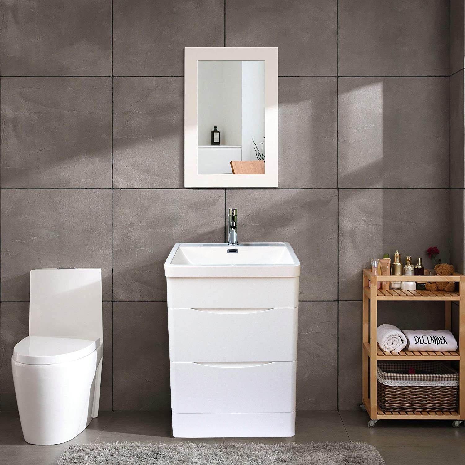 Stockholm Bathroom Vanity in White with Ceramic Vanity Top