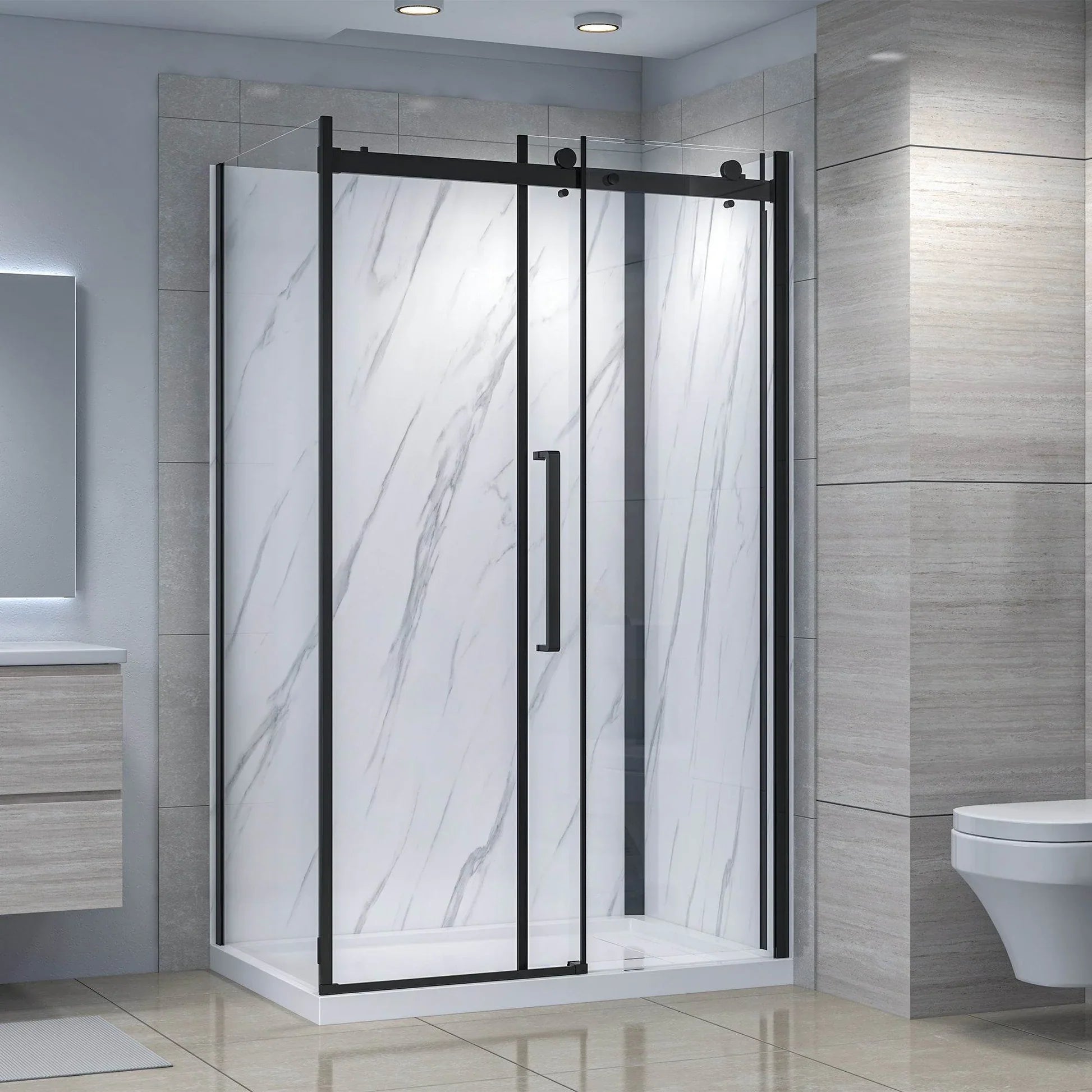 Bristol Rectangular Shower Kit in Black / Chrome / Brushed Nickel