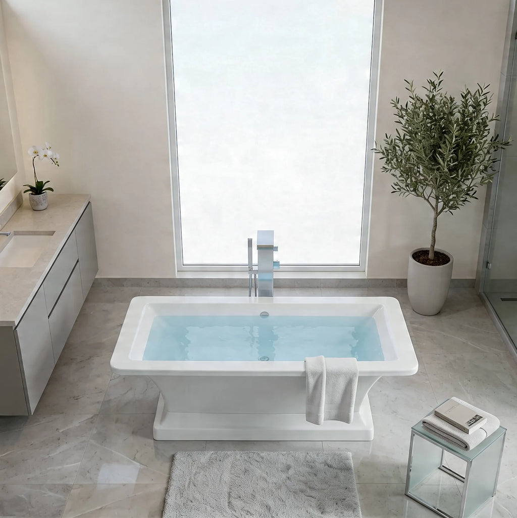 Acrylic Pedestal Freestanding Bathtub in White