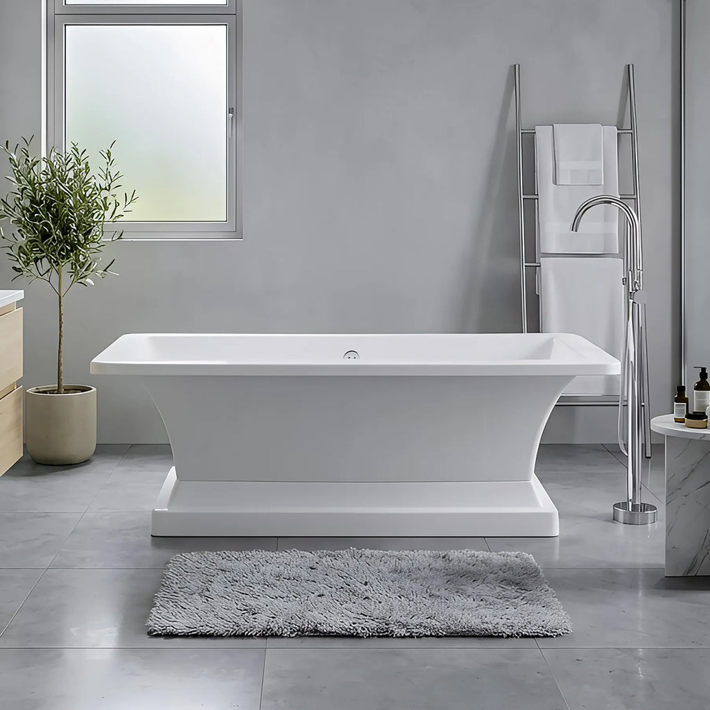 Acrylic Pedestal Freestanding Bathtub in White