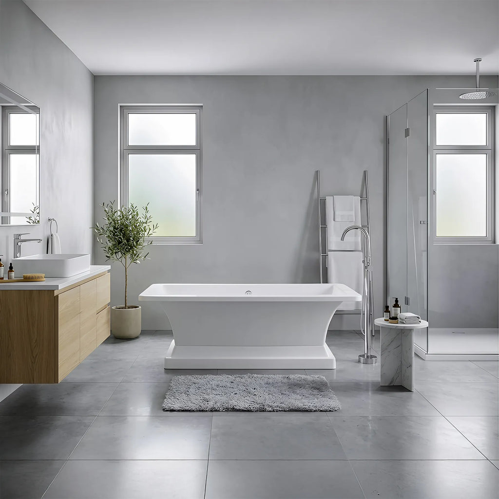 Acrylic Pedestal Freestanding Bathtub in White