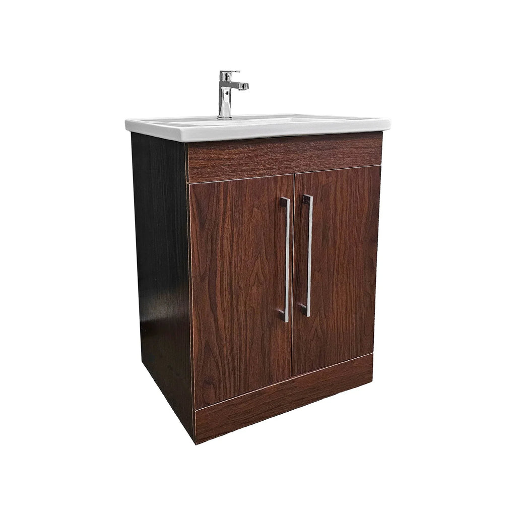 Vanity in Deep Peach Wood Finish with Ceramic Vanity Top