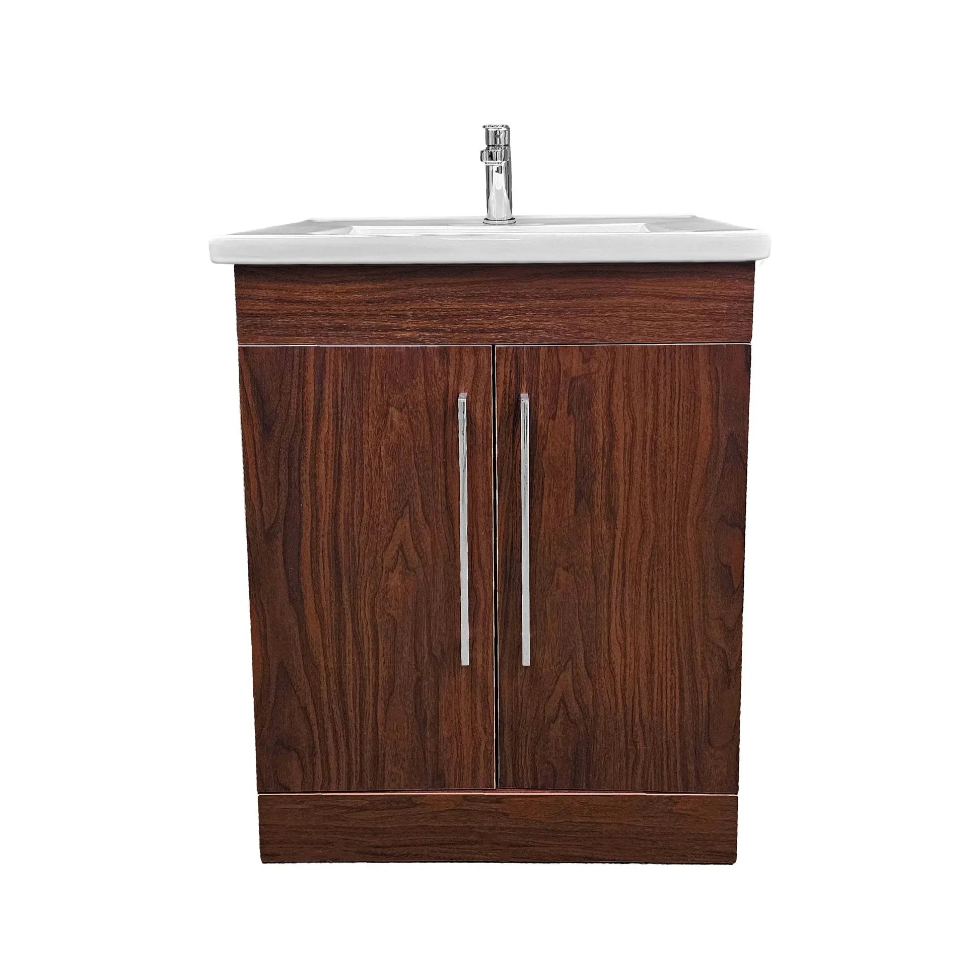 Vanity in Deep Peach Wood Finish with Ceramic Vanity Top