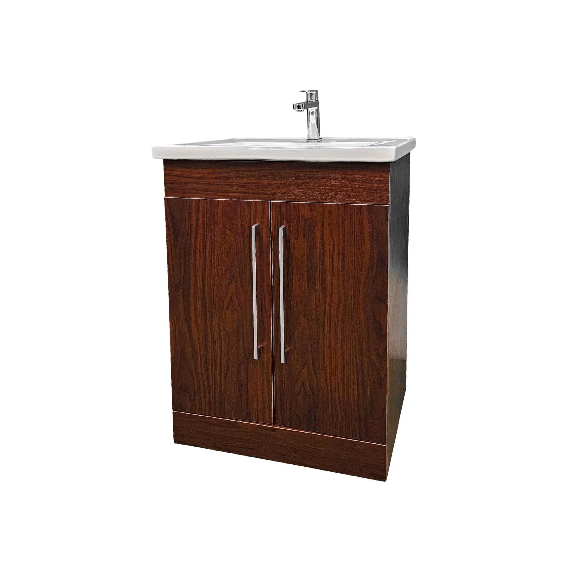 Vanity in Deep Peach Wood Finish with Ceramic Vanity Top