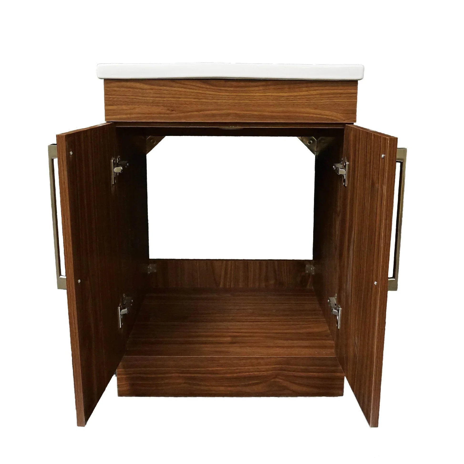 Vanity in Deep Peach Wood Finish with Ceramic Vanity Top