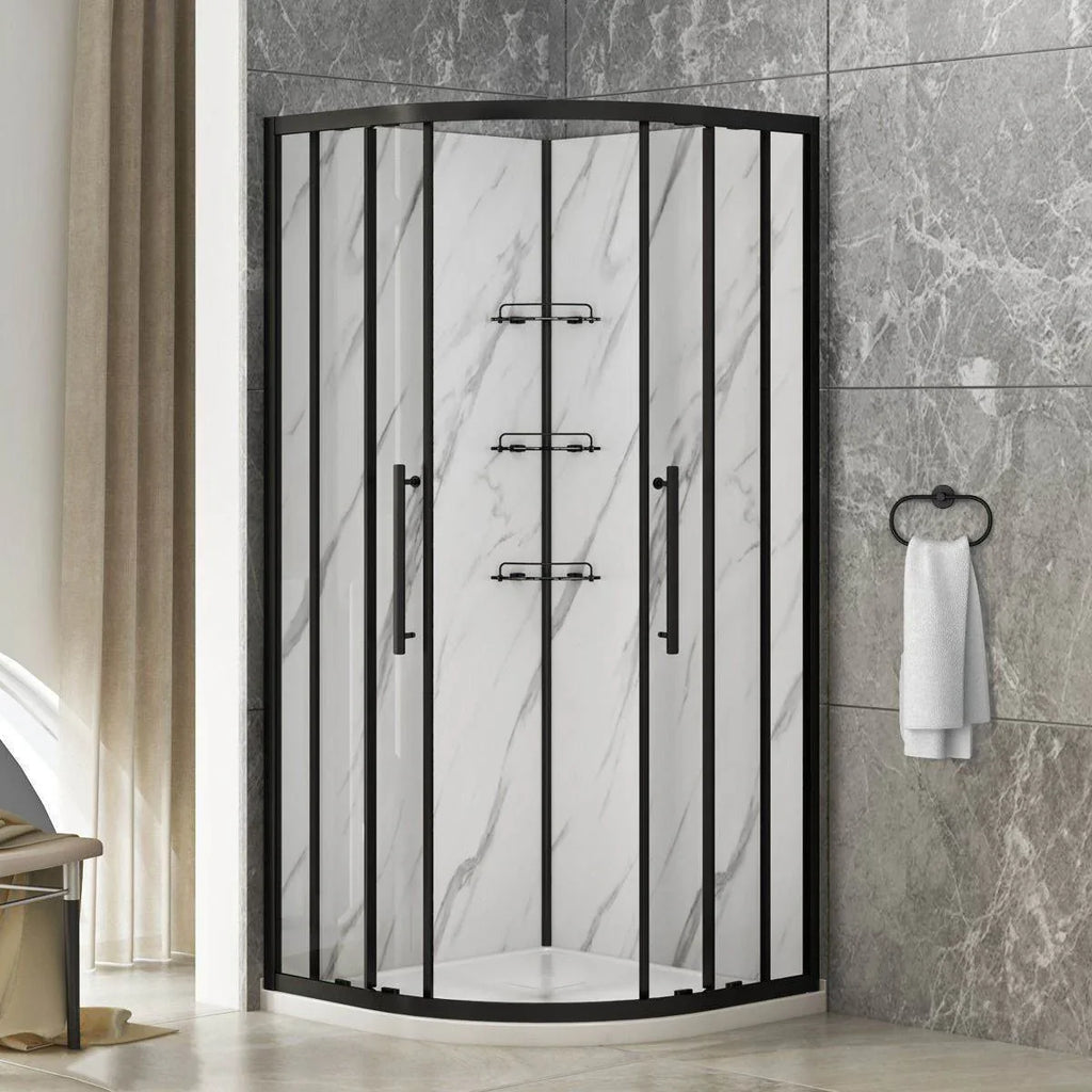 Monaco Round Shower Kit in Black / Chrome or Brushed Nickel