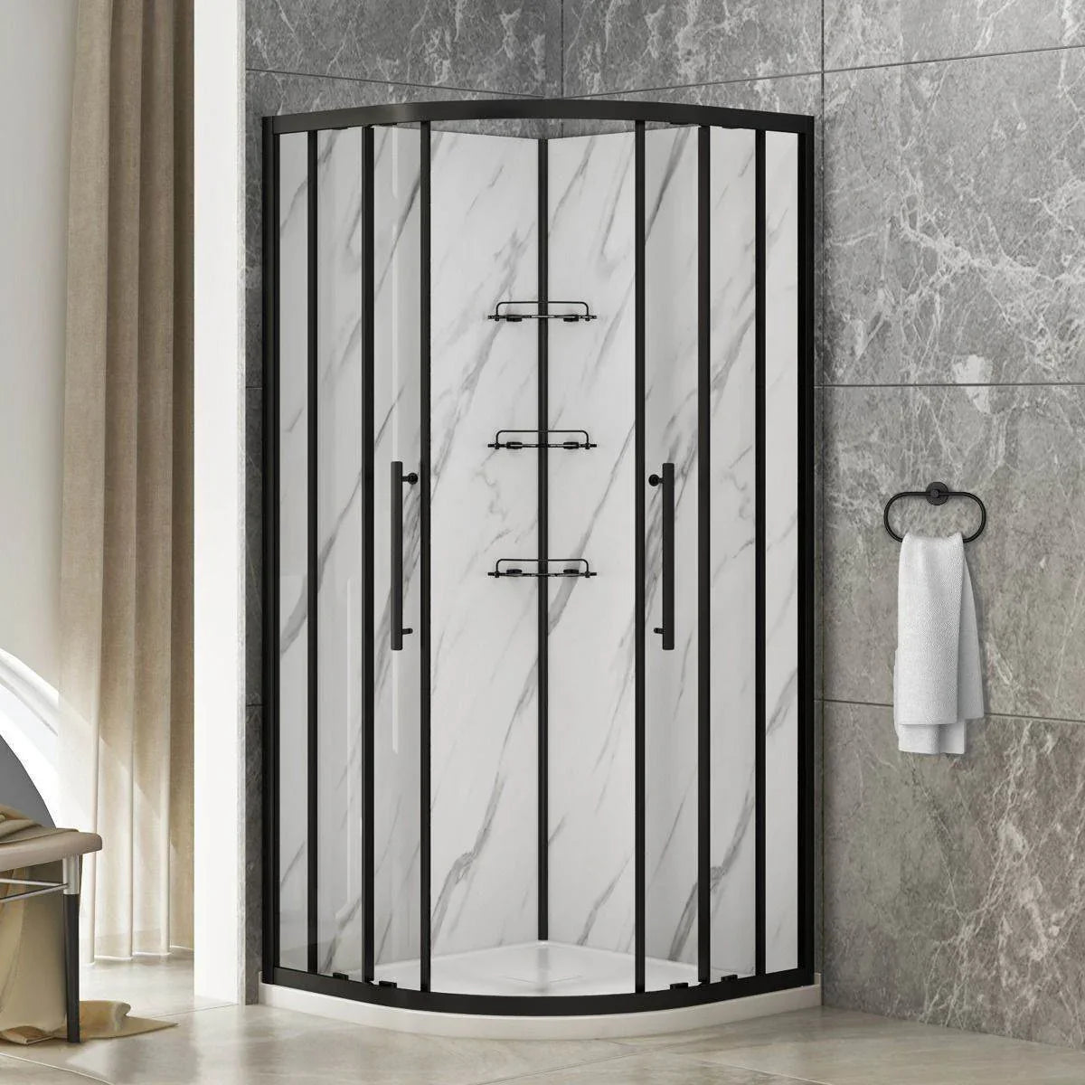Monaco Round Shower Kit in Black / Chrome or Brushed Nickel