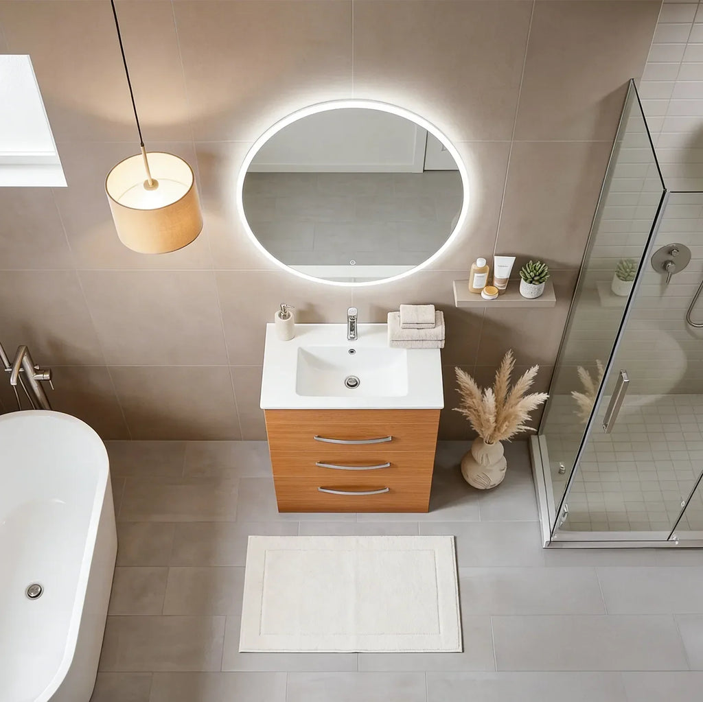 Geneva Vanity In Light Walnut With Ceramic Top