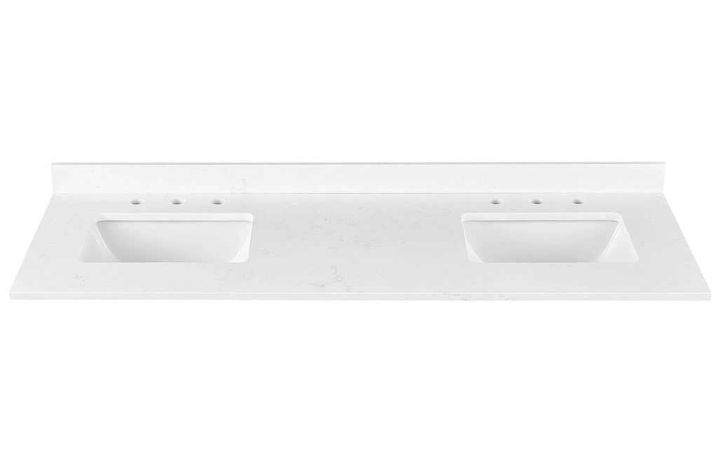Amalfi Engineered Marble Vanity Top with Rectangular 2x Undermount Bowls