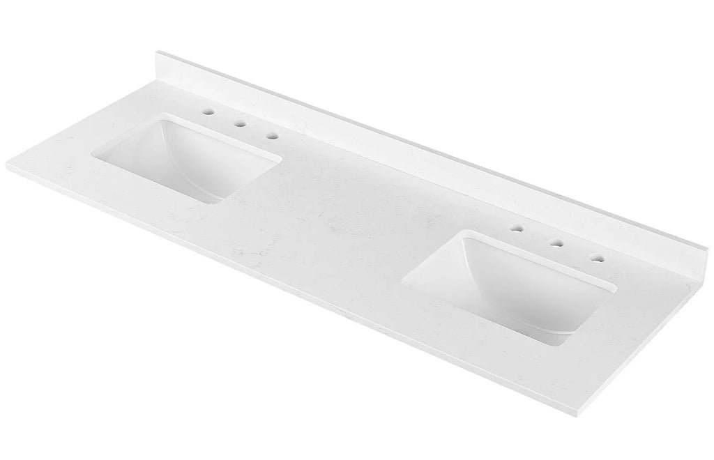 Amalfi Engineered Marble Vanity Top with Rectangular 2x Undermount Bowls
