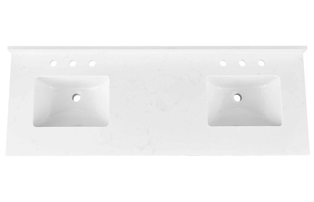 Amalfi Engineered Marble Vanity Top with Rectangular 2x Undermount Bowls