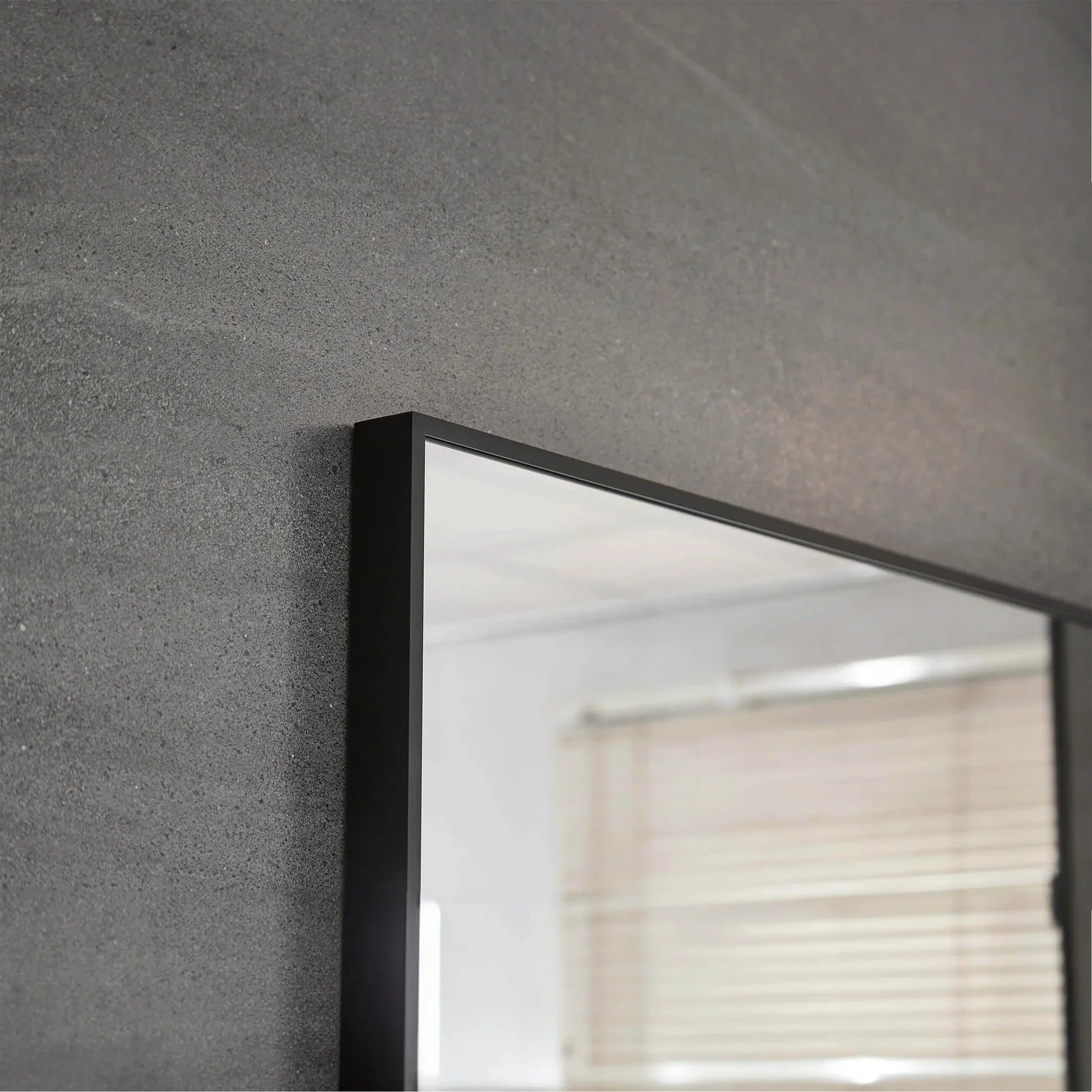 Rectangular Framed Mirror with Integrated Shelf in Matte Black