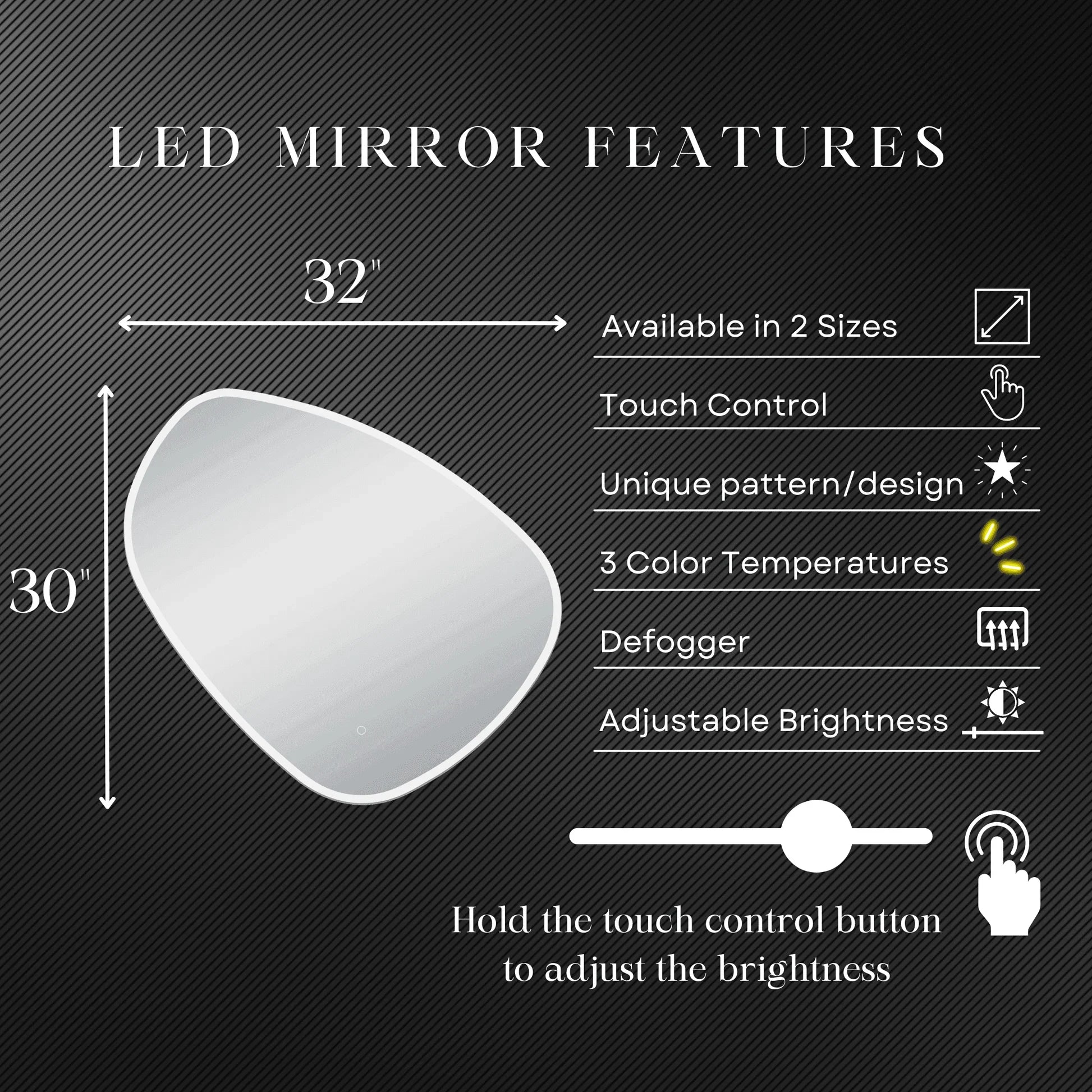 Eva Irregular Shaped LED Lighted Mirror