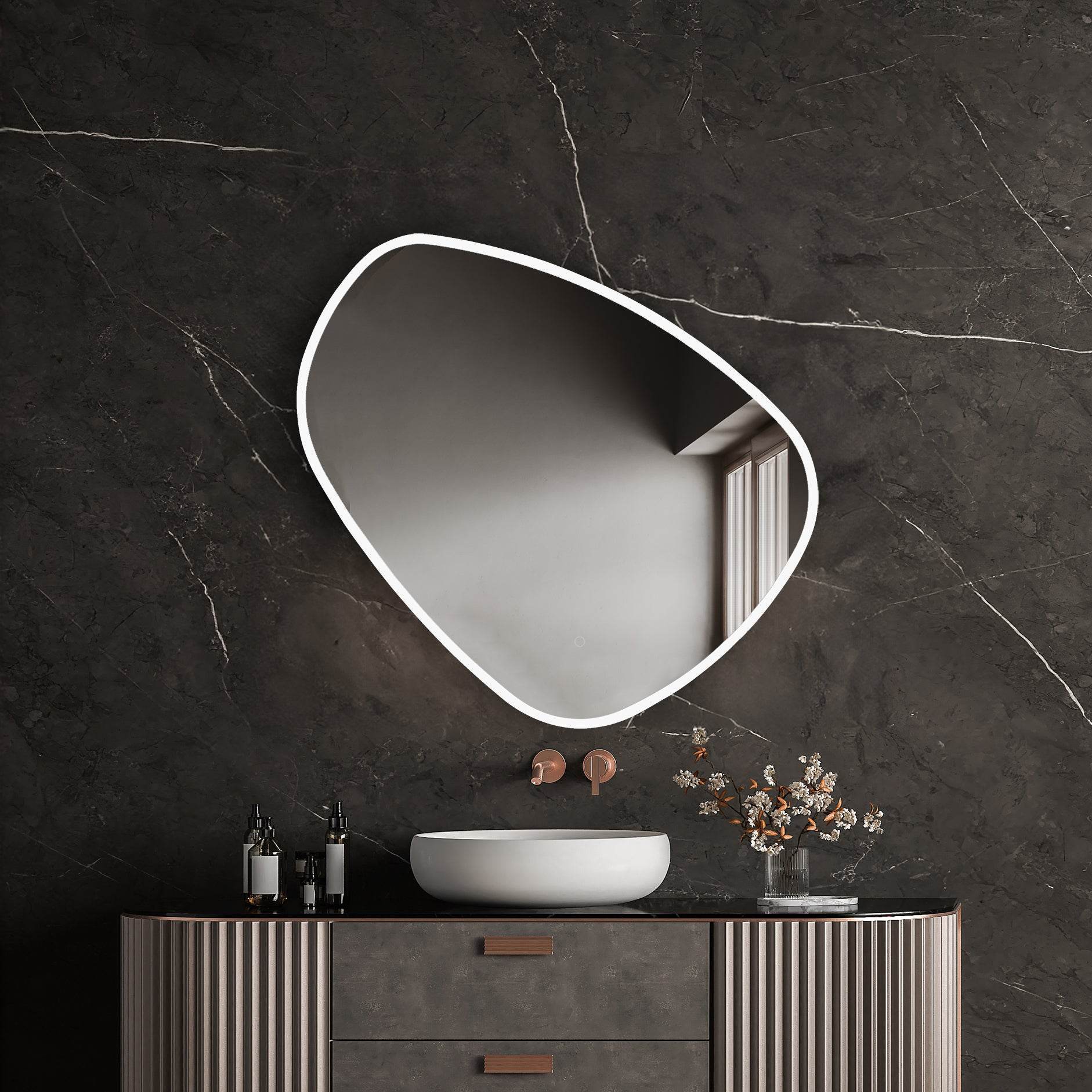 Eva Irregular Shaped LED Lighted Mirror