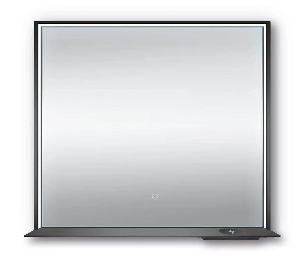 Allegra 36"W x 32"H Framed LED Mirror with Bluetooth Speaker and Wireless Cell Phone Charger