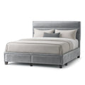 Silver Gray King Bed Captain’s Bed with Two Storage Drawers