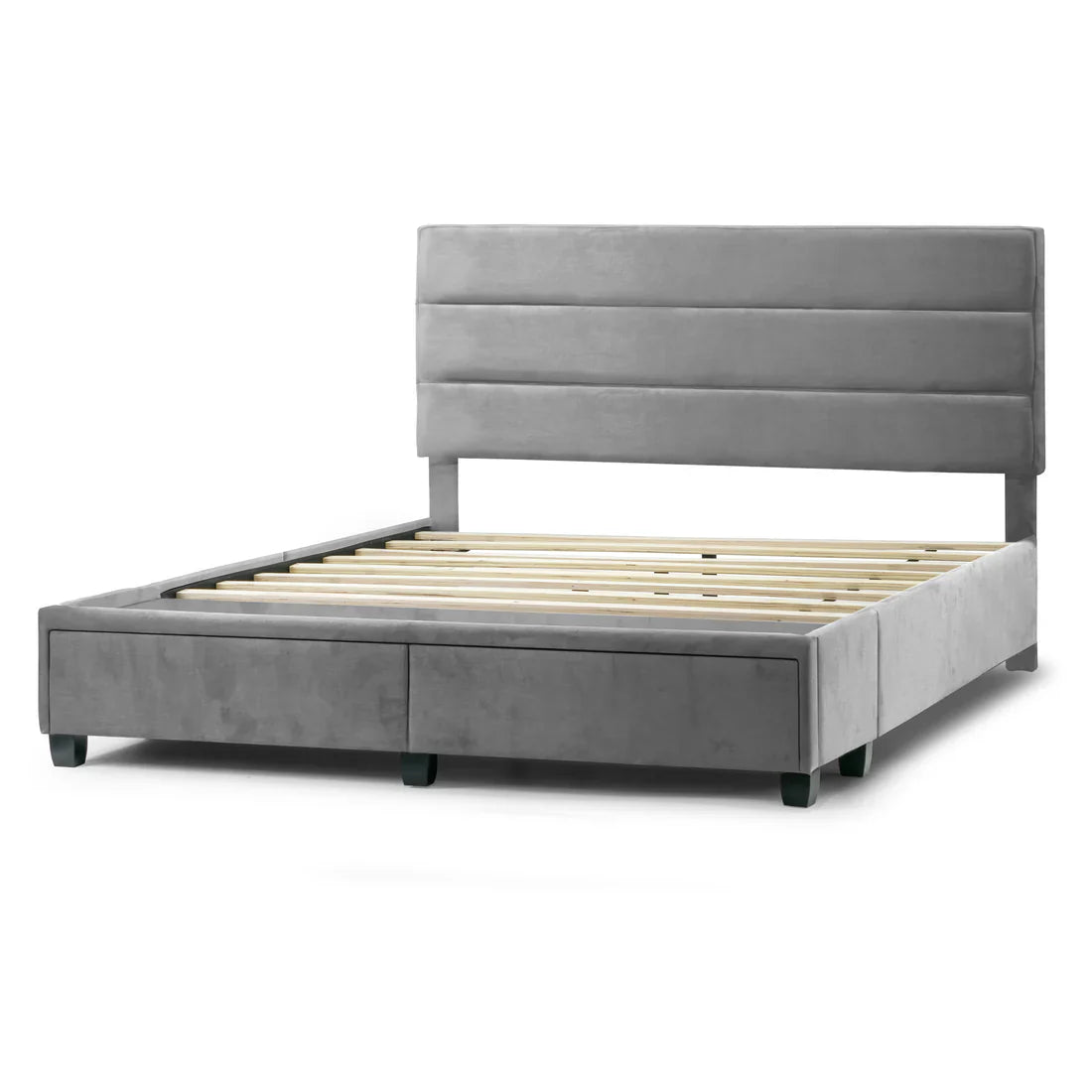 Silver Gray King Bed Captain’s Bed with Two Storage Drawers