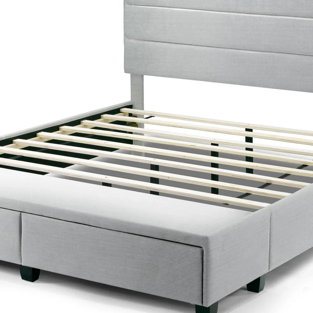 Silver Gray King Bed Captain’s Bed with Two Storage Drawers