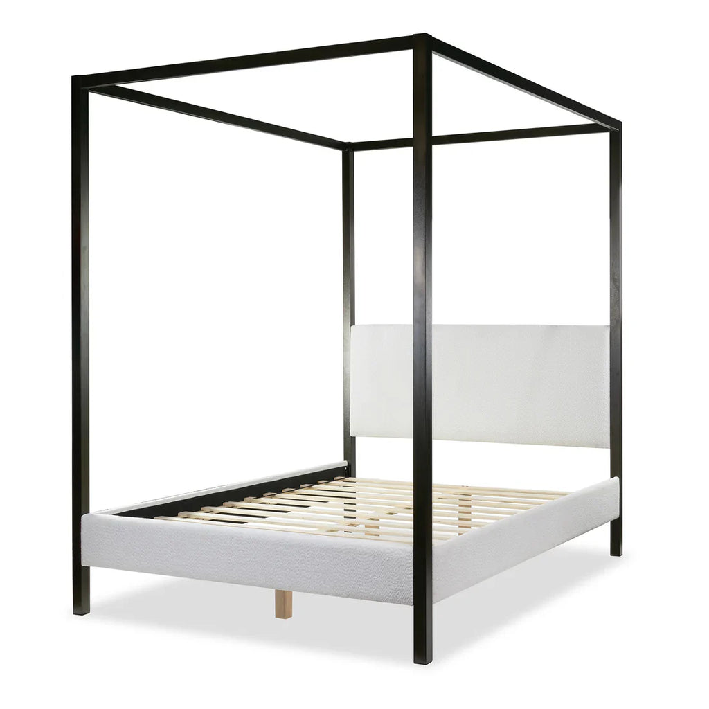Beecher White Boucle Canopy Queen Bed