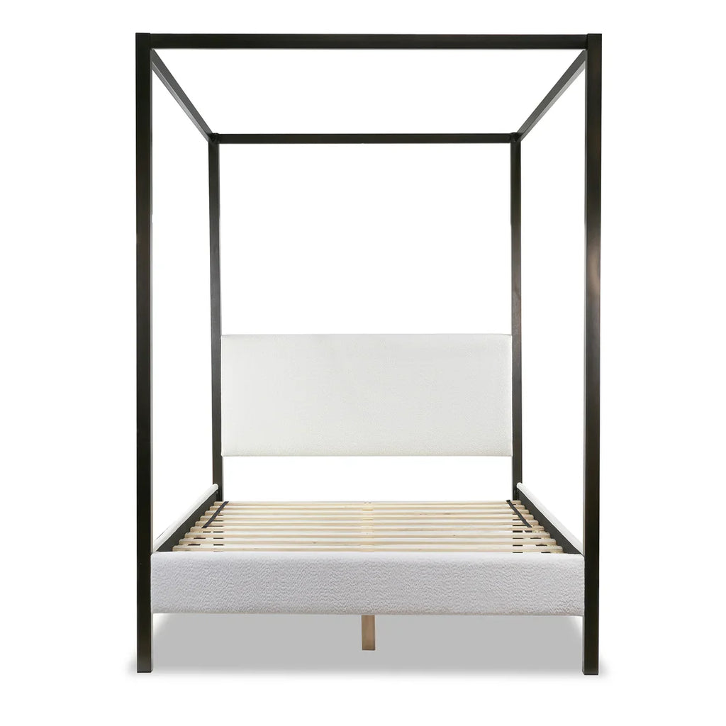 Beecher White Boucle Canopy Queen Bed