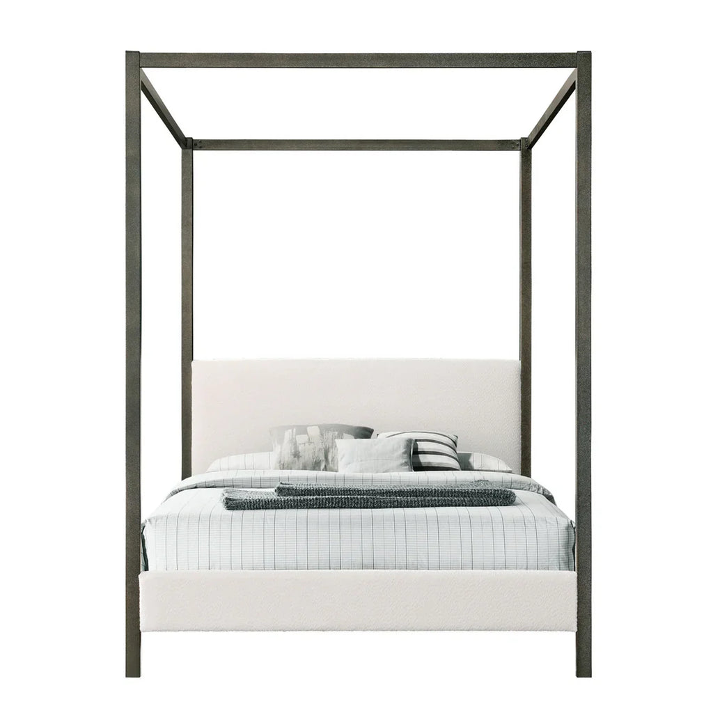 Beecher White Boucle Canopy Queen Bed