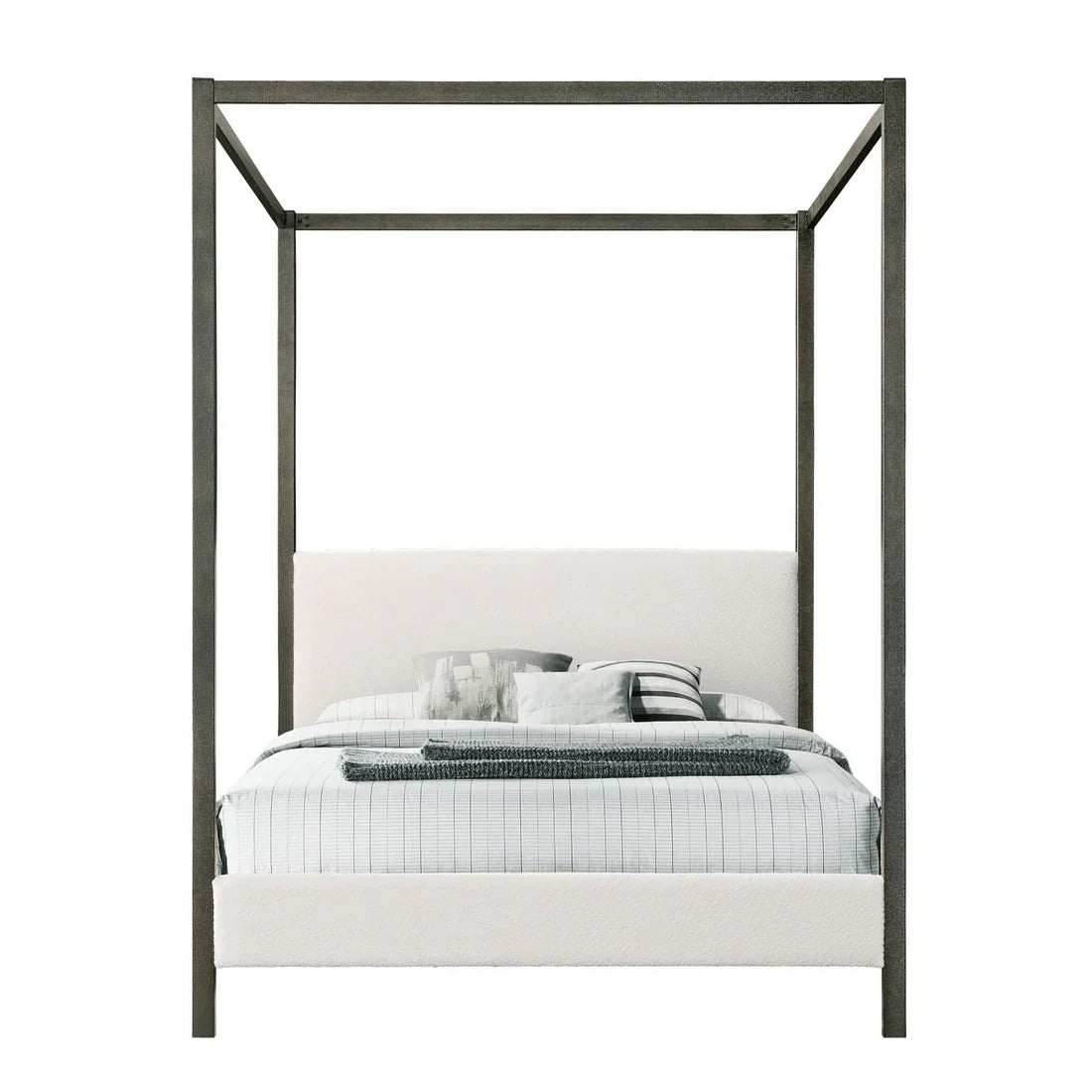 Beecher White Boucle Canopy Queen Bed