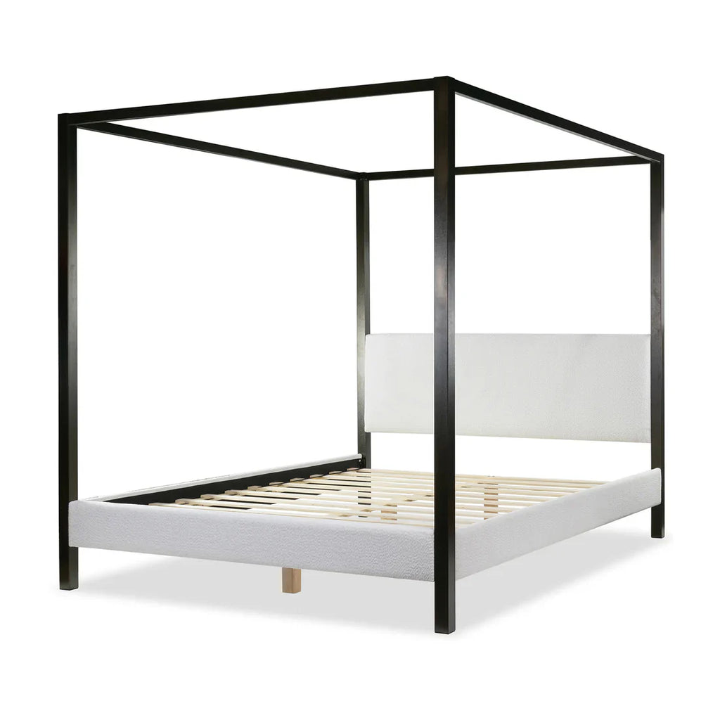 Beecher White Boucle Canopy King Bed