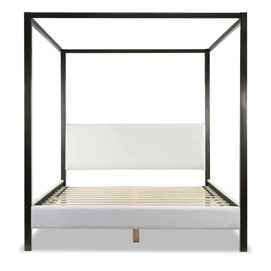 Beecher White Boucle Canopy King Bed