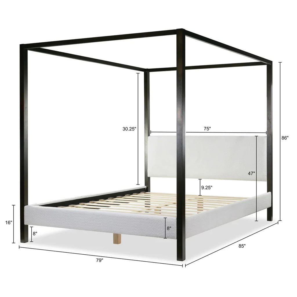 Beecher White Boucle Canopy King Bed