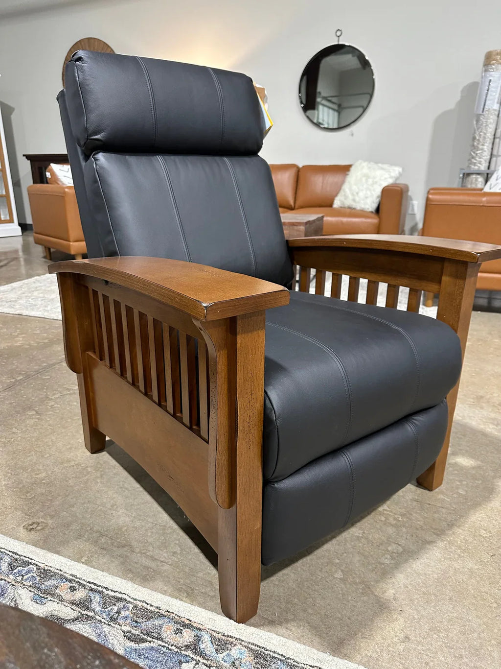 Tuscan Mission Recliner -Black Leather