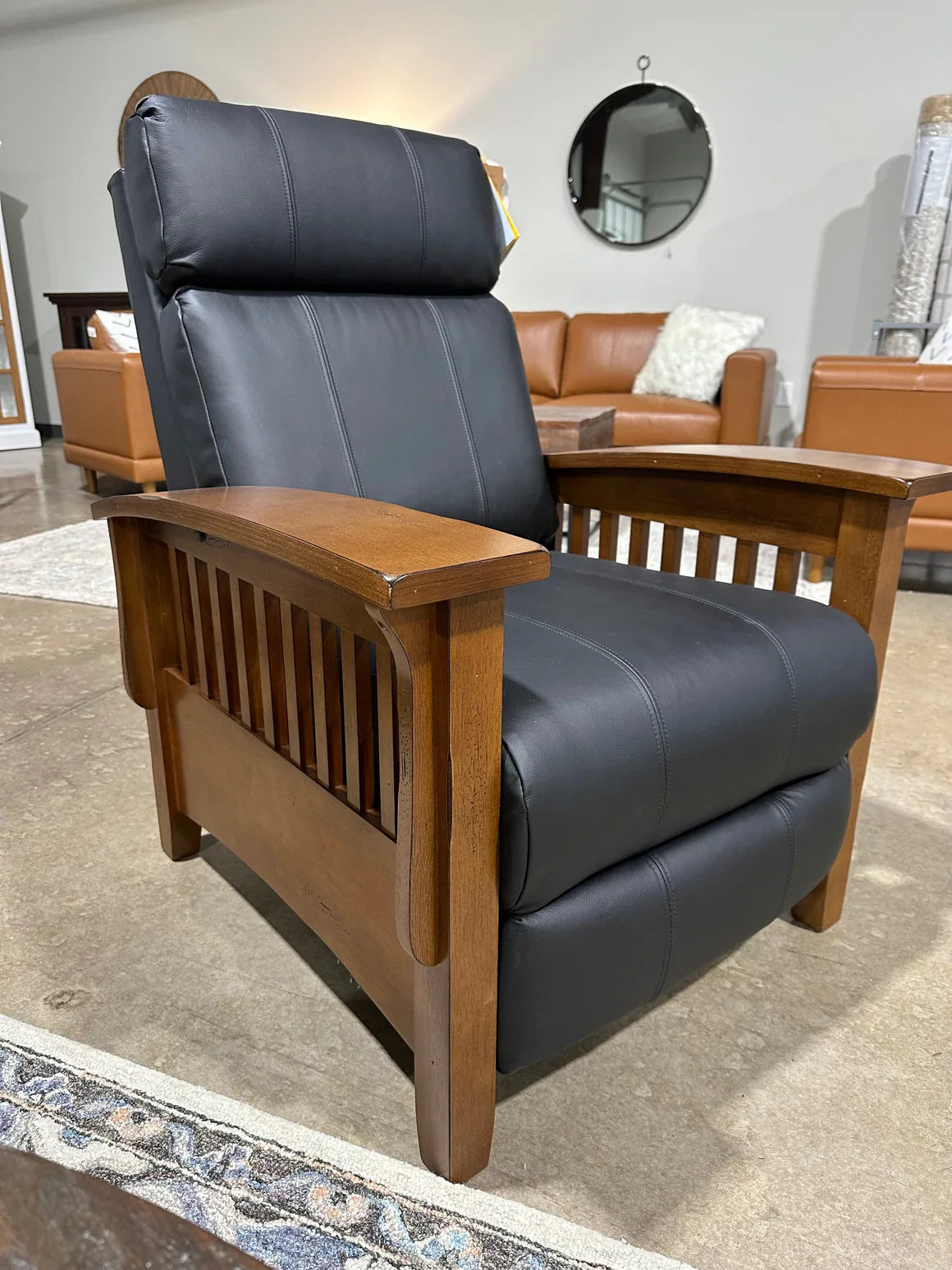 Tuscan Mission Recliner -Black Leather