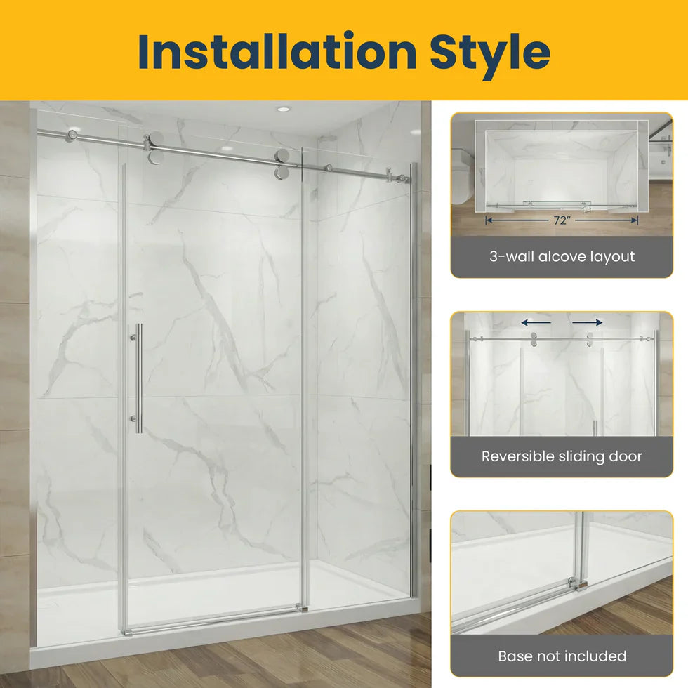 Alcove Reversible Sliding Shower Door