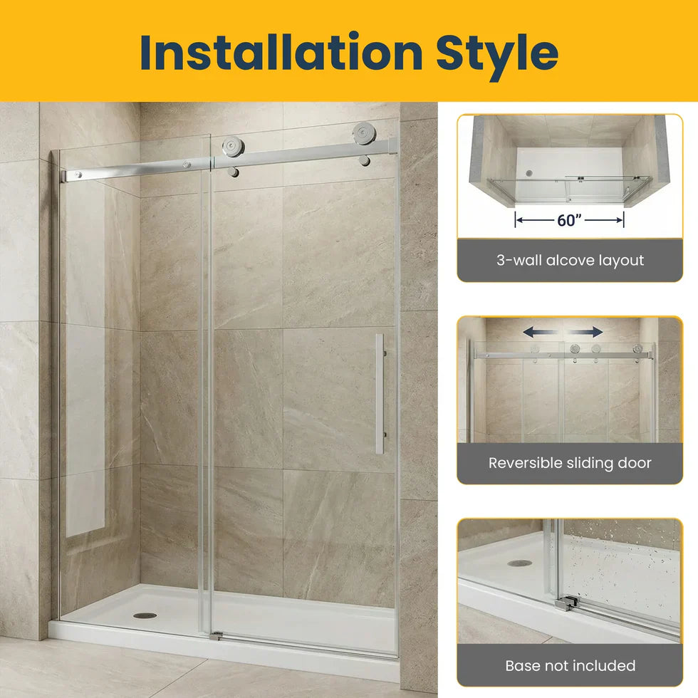 Alcove Reversible Sliding Shower Door