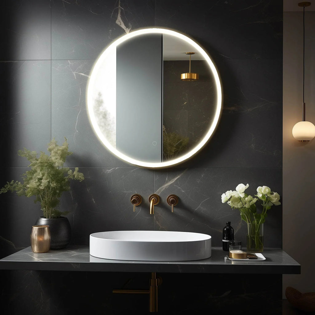 Onyx Round Frameless LED Mirror with Defogger
