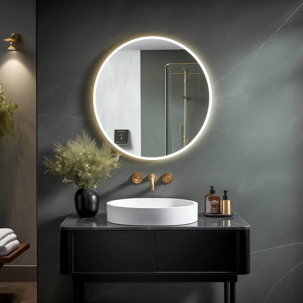 Onyx Round Frameless LED Mirror with Defogger