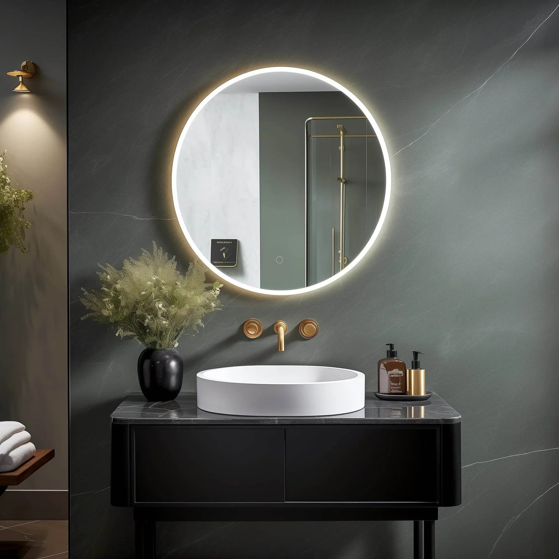 Onyx Round Frameless LED Mirror with Defogger