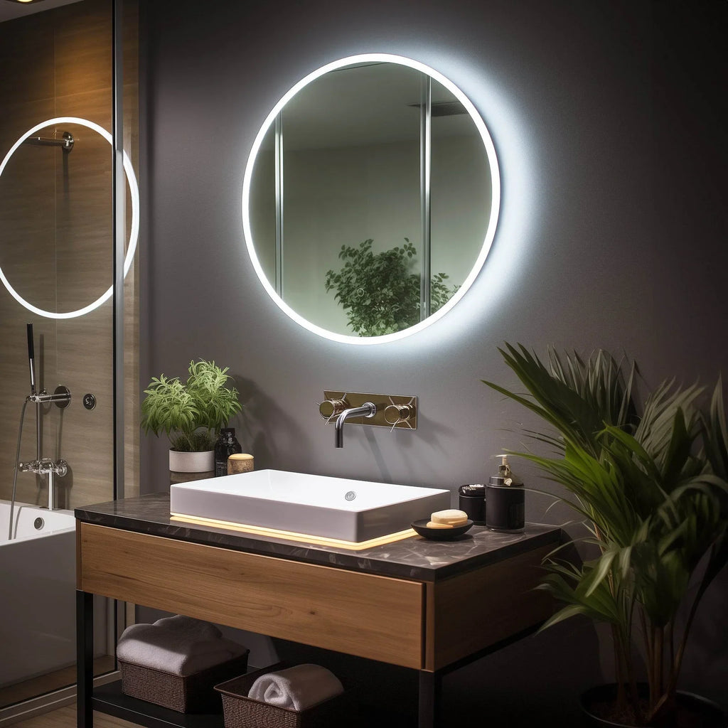 Onyx Round Frameless LED Mirror with Defogger