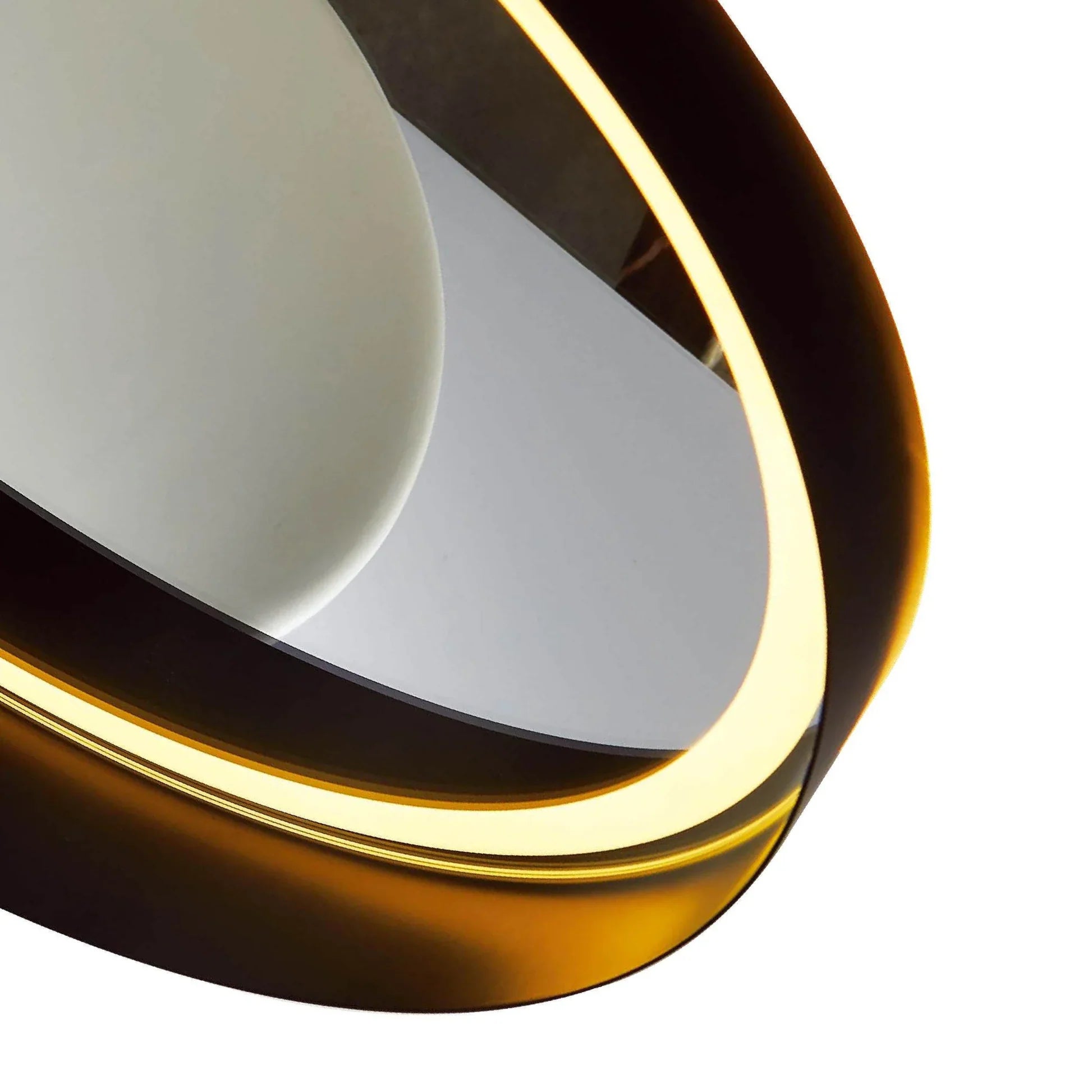 Round LED Lighted Mirror with Gold Frosted Border