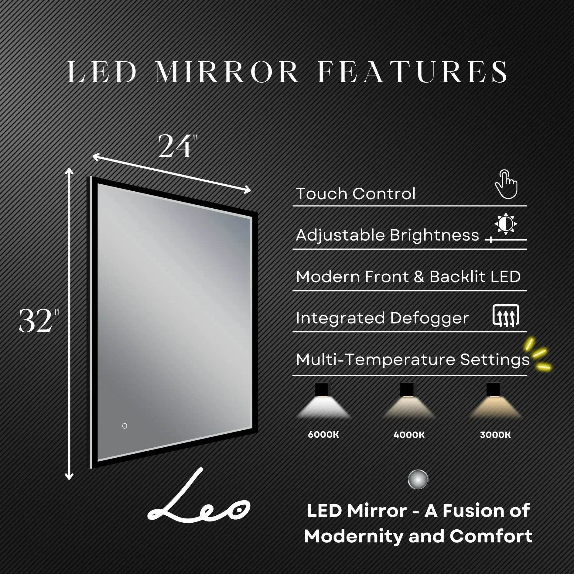 LEO Front & Backlit LED Lighted Mirror