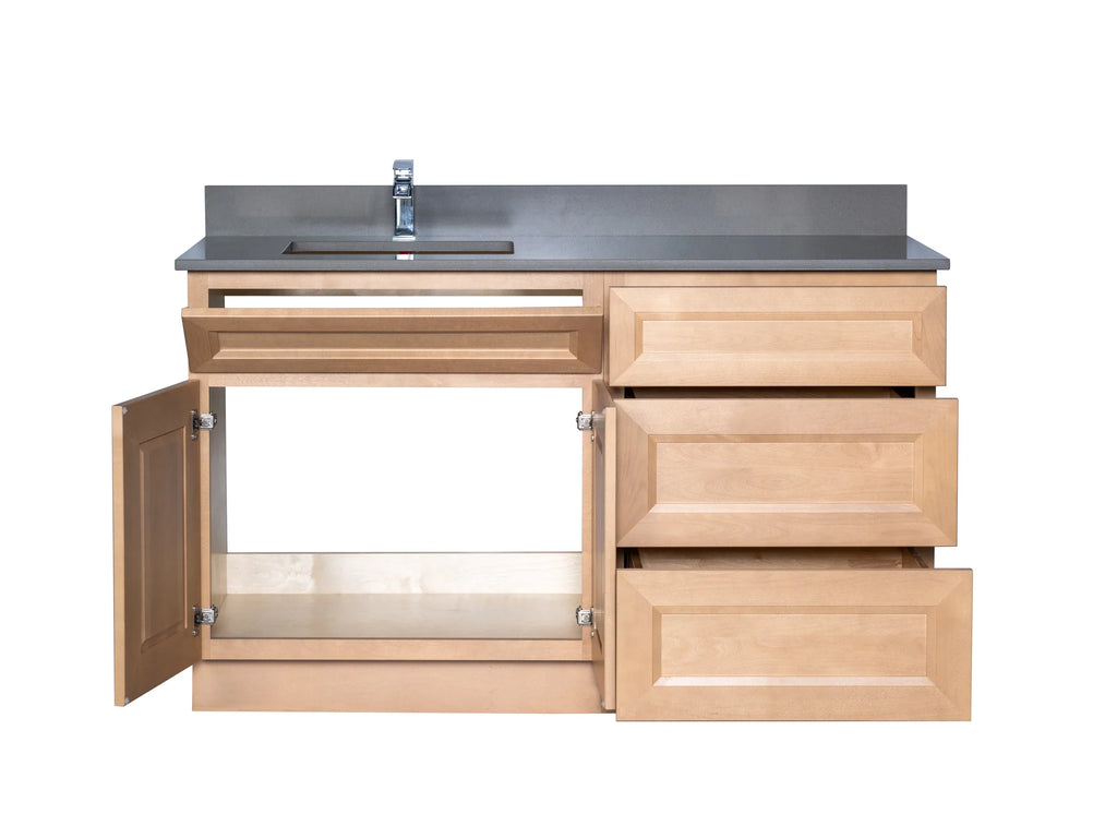 Offset Sink Bathroom Vanity in Timber