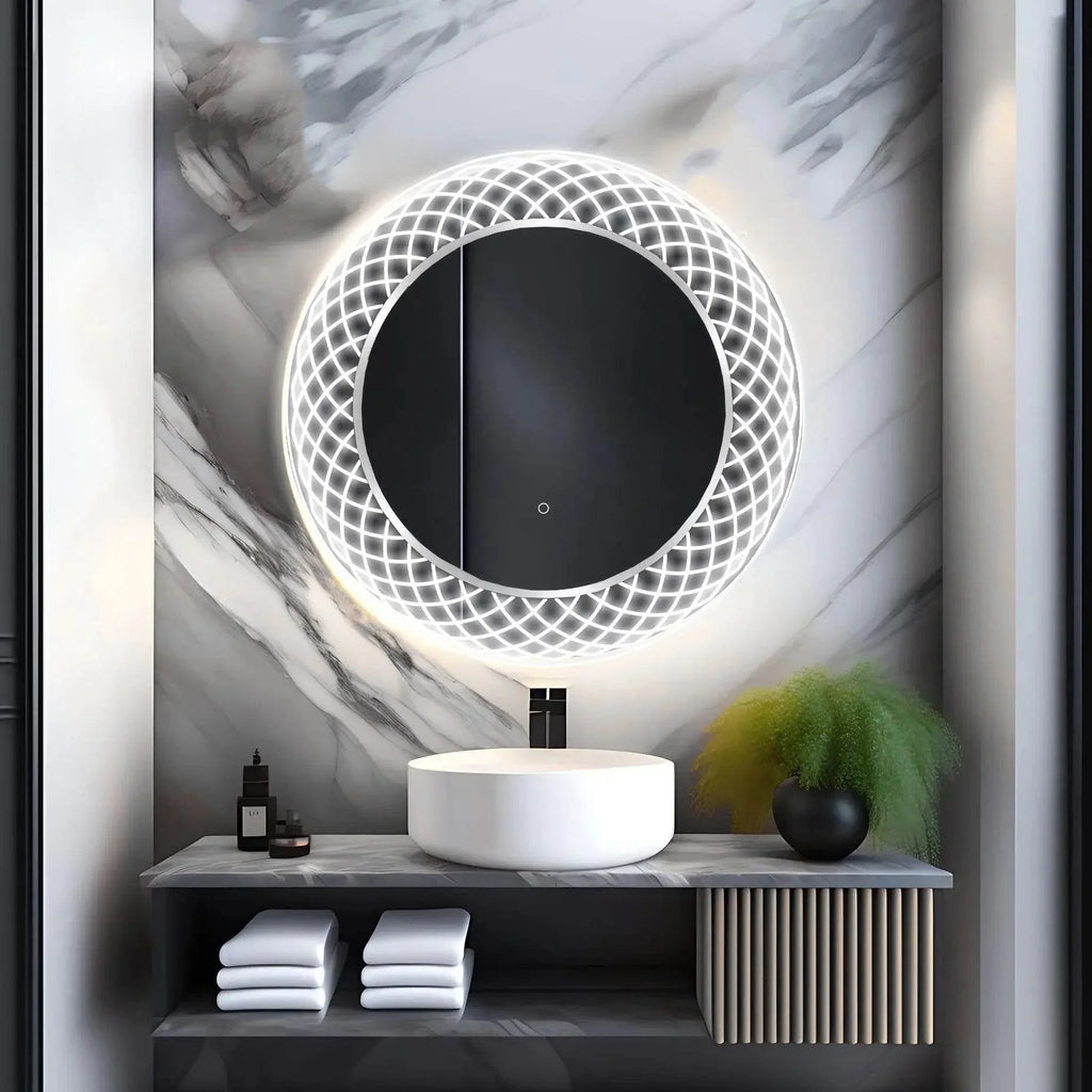 Liza Round LED Lighted Mirror with Dimmer