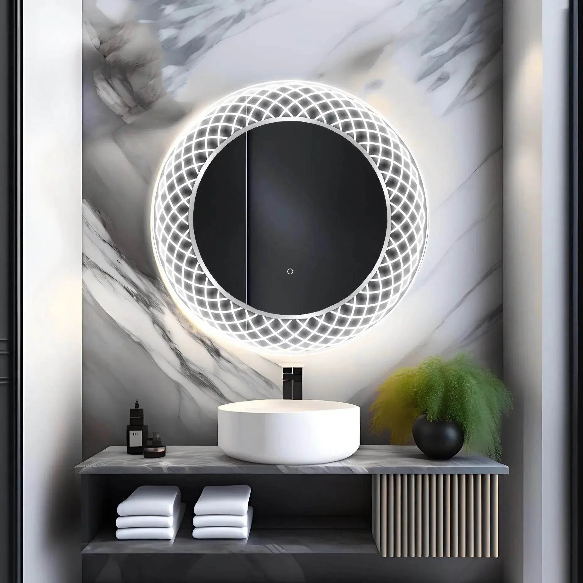 Liza Round LED Lighted Mirror with Dimmer