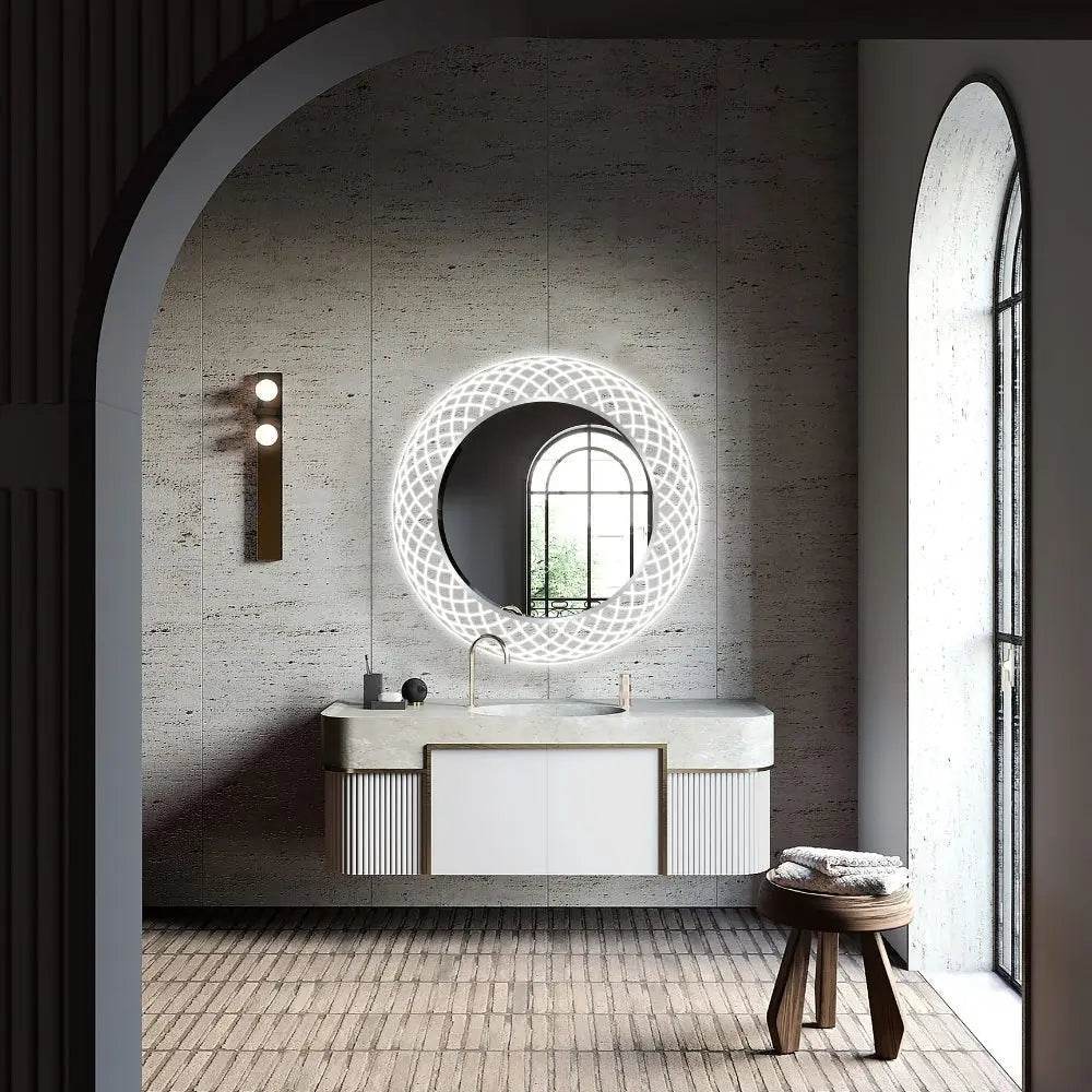 Liza Round LED Lighted Mirror with Dimmer