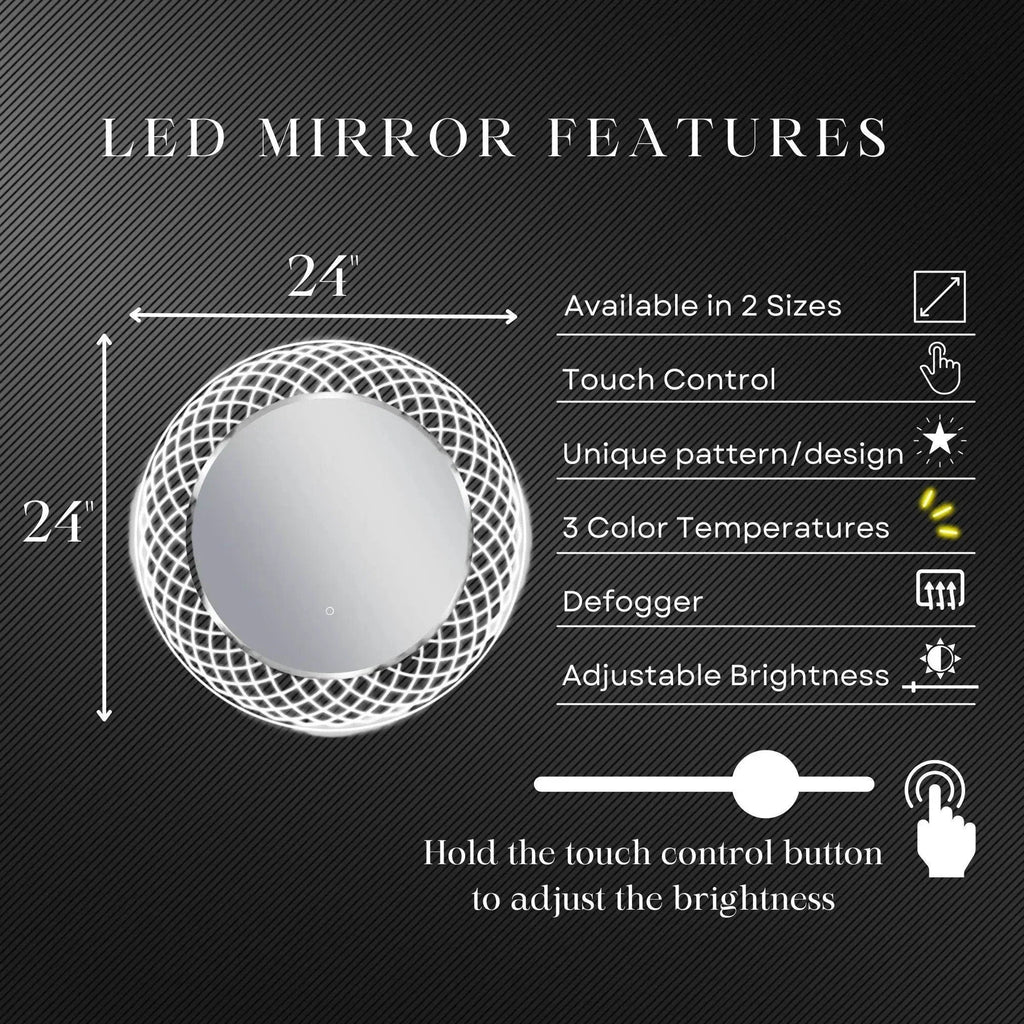 Liza Round LED Lighted Mirror with Dimmer