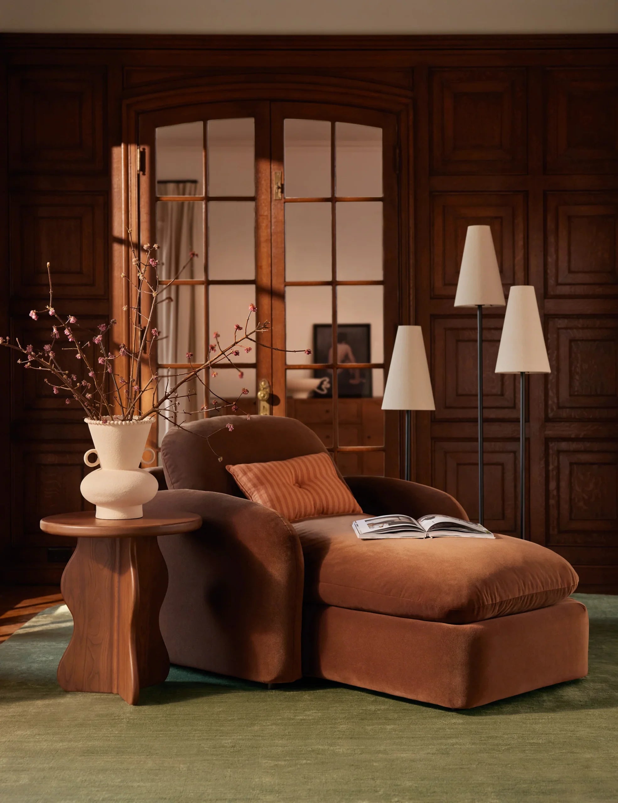 Cinnamon Brown Chaise Lounge