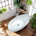 Acrylic Flatbottom Oval Bathtub in Glossy White