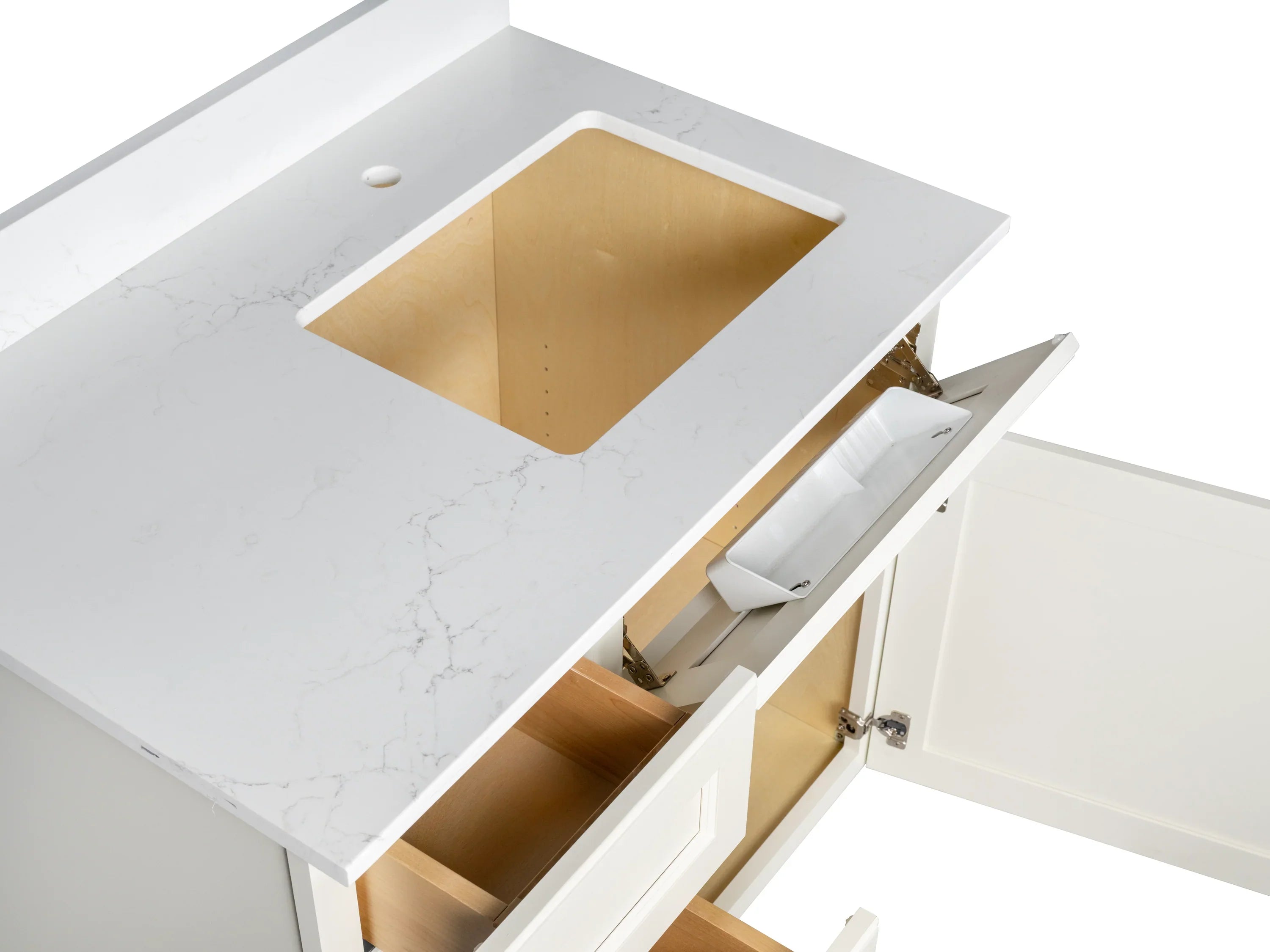 Offset Sink Bathroom Vanity in Off-White