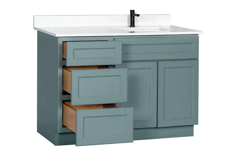 Offset Sink Bathroom Vanity in Sage